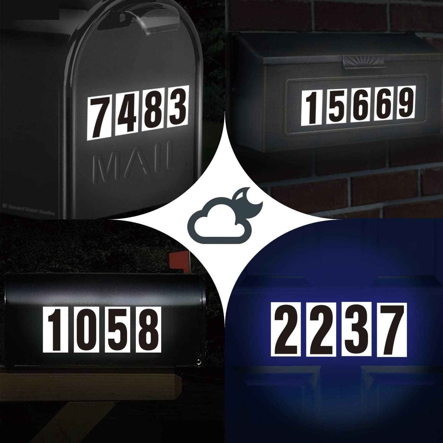 Adhesive Numbers for Mailbox, House Numbers, Reflective Number Sticker, Mailbox Decals, Address Number, Trash Cans Decal, for Outside (4 Inch, 180 PCS)
