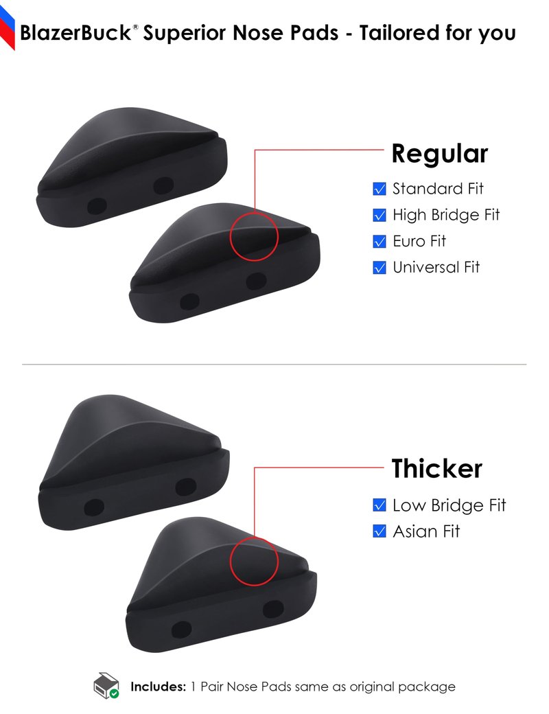 BLAZERBUCK Replacement Nose Piece Pads for Oakley Airdrop OX8046 | OX8065 Sunglass - Asian Fit Black