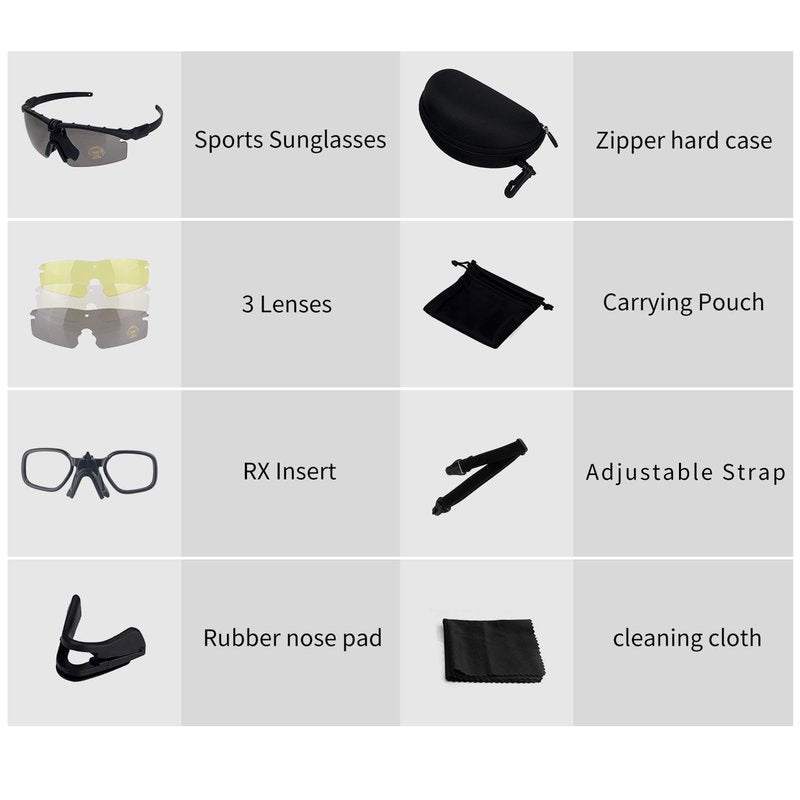 ToopMount Sports Goggles Anti Fog Glasses Sunglasses with 3 Interchangeable Lens