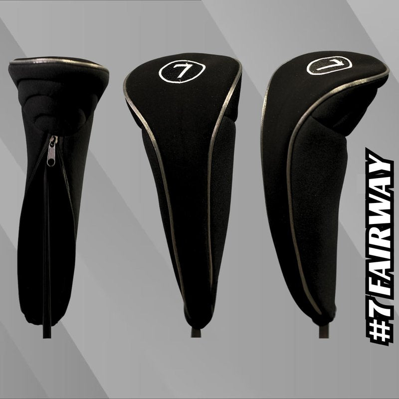 Black Golf Zipper Head Covers 3 5 7 Fairway Woods Headcovers Metal Neoprene Traditional Plain Protective Covers Fits All Fairway Clubs