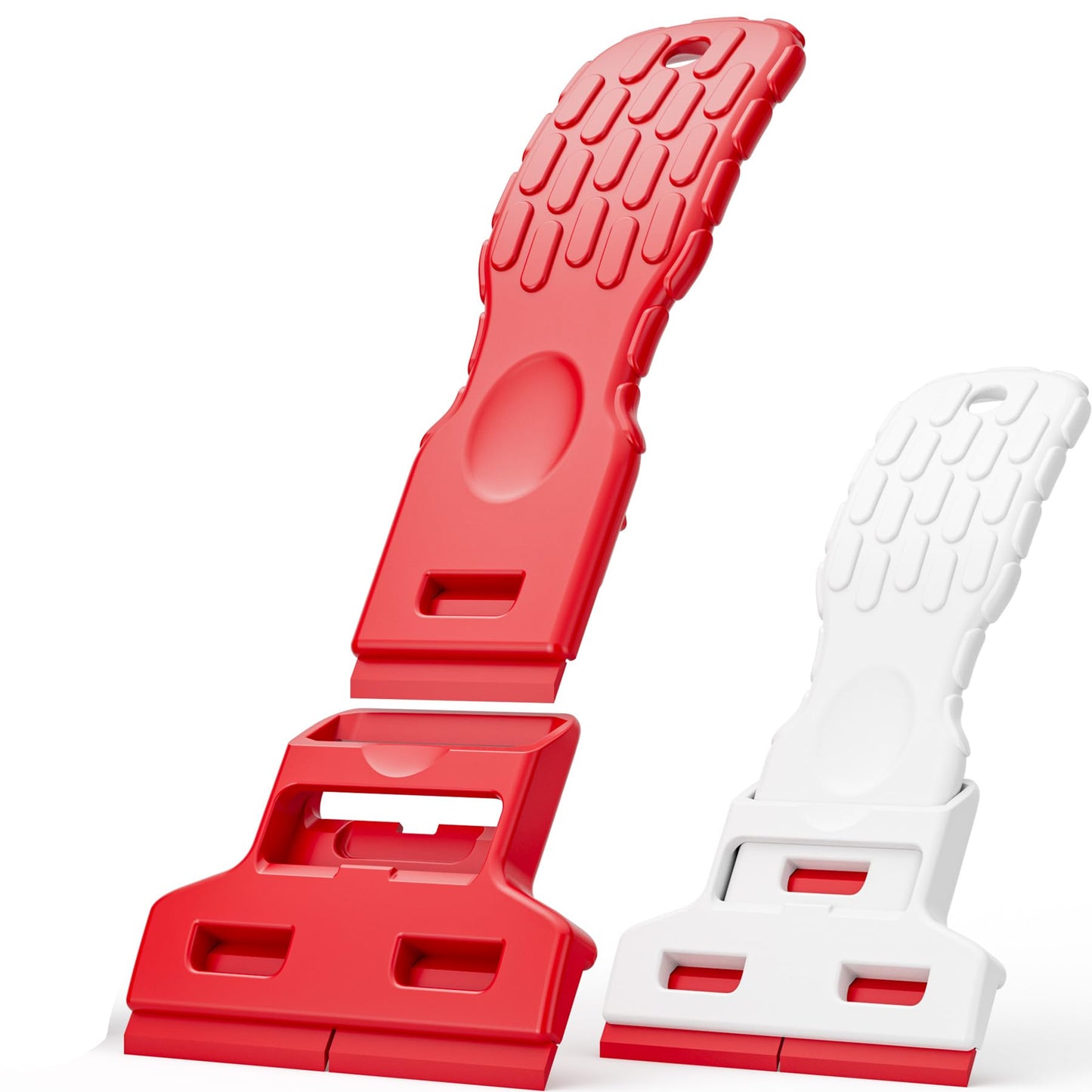 Dual-Width Plastic Razor Blade Scraper Tool Non Scratch - 2-Pack With 100 Blades, Single Or Double Wide Head, Removes Stickers, Labels, Decals, Adhesive & Paint On Glass, Cooktops, Car Windows & Tiles