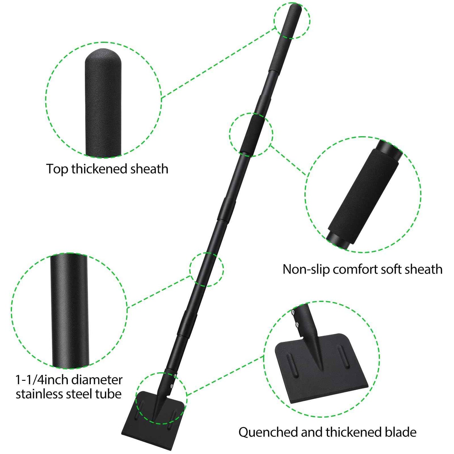 Multifunctional Garden Cleaning Shovel, Heavy Duty Steel Flat Shovel with 67" Adjustable Handle, Gardening Scraper Shovel, Outdoor Spade Tool for Weeding, Lawn Edging, Digging, Ice Removal