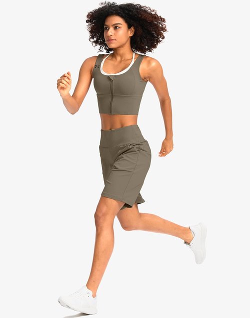 G Gradual Women's Bermuda Shorts - High Waisted 9" Knee Length with Pockets for Athletic Walking