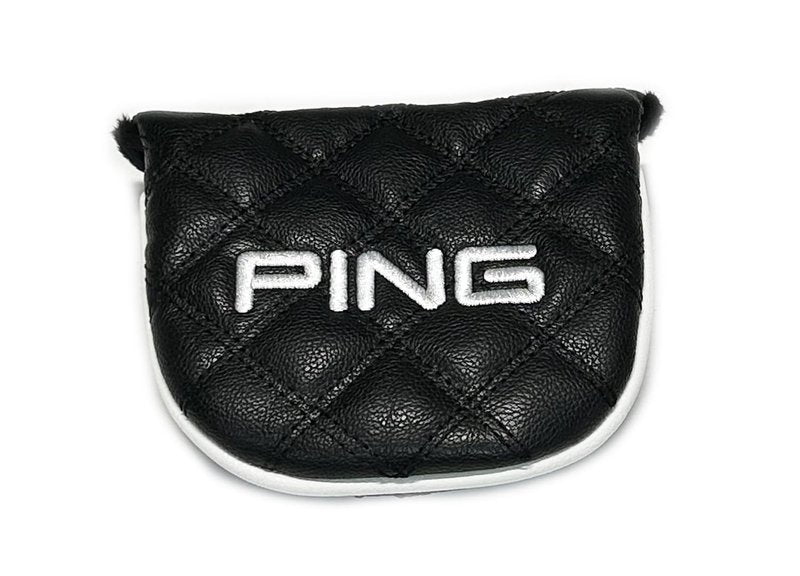 Ping Universal Quilted Premium Leather Black Mallet Round Putter Headcover, Magnet Closure