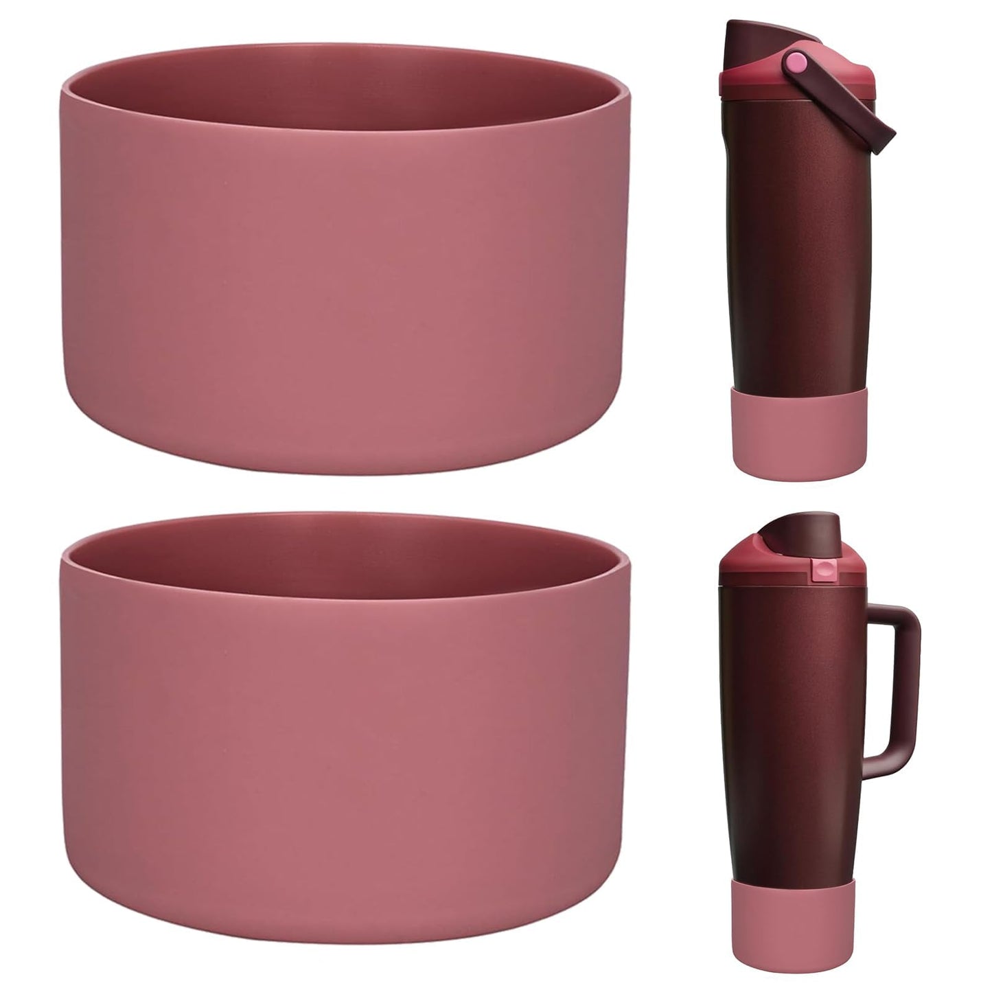 HEYSKAY 2PCS Silicone Boot Compatible with OWALA SWAY 30oz & 40oz and OWALA FreeSip Tumbler 40oz, Anti-Slip Bottom Boot Water Bottle Protective Sleeve(Mahogany X2)