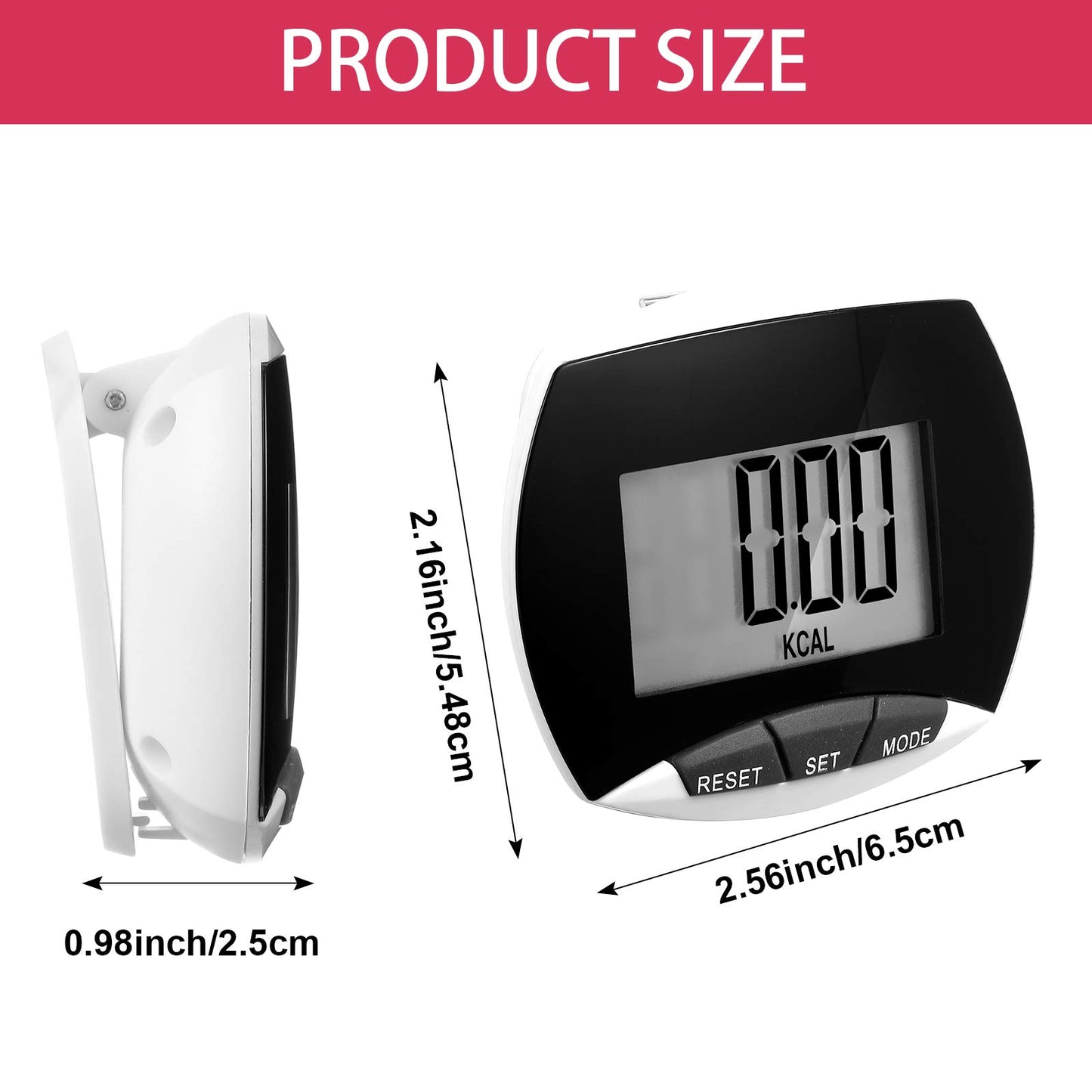 Weewooday Pedometer for Walking Steps and Miles Simple Pedometer Clip on with Large Digital Display Portable LCD Step Counter Bulk Gift for Women Men Adults(Black,32 Pcs)