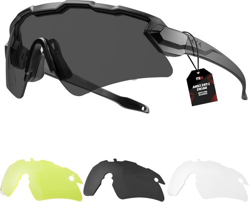 1TG Tactical Safety Shooting Glasses - Impact-Resistant Anti-Fog Goggles with 3 Lenses & Hard Case