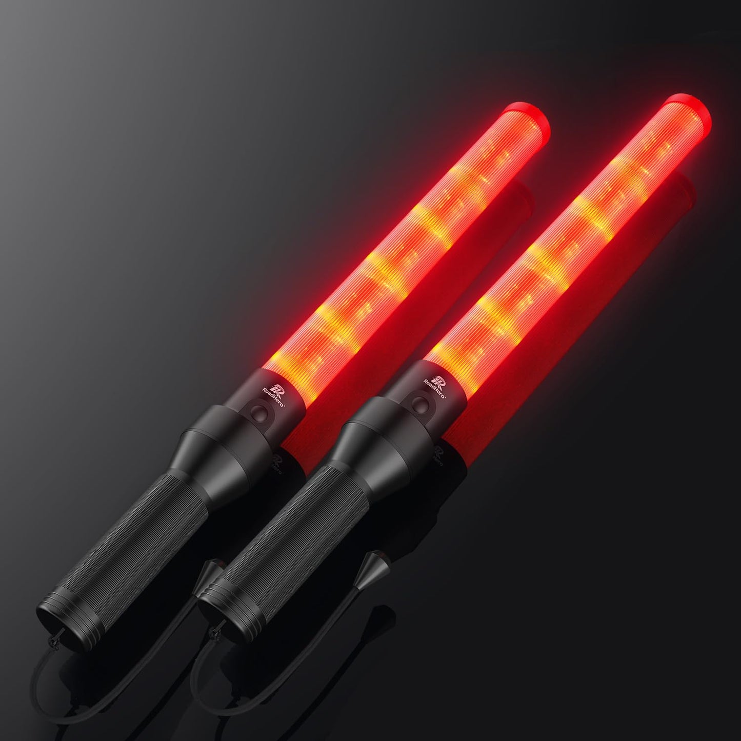 Traffic Wand 21 Inch, 2 Pack Air Traffic Control Lights with 2 Flashing Modes, Red Safety Signal Wands for Traffic Control, Airport, Parking, Car Directing