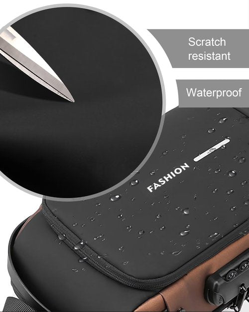 HAN-LBG Sling Bag for Men Women, Black Anti-theft Crossbody Bags with USB Charging Port Waterproof Crossbody Sling Backpack Shoulder Bag for Hiking Cycling Running Travel
