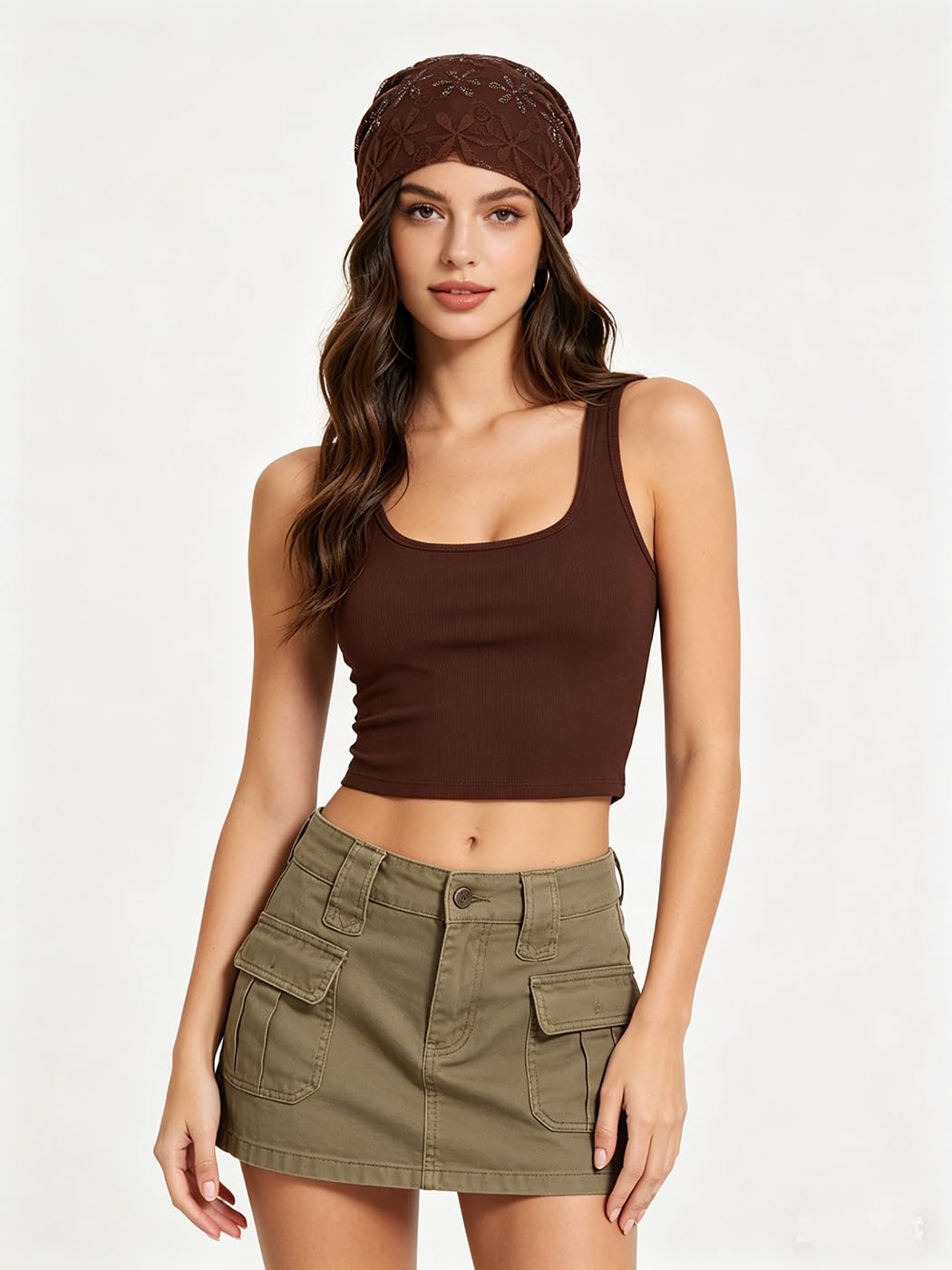 Pemilosci Slouchy Beanie Fashion Style Soft Lightweight Daily Hat Skull Cap Headware for Women - BEA01 - Brown