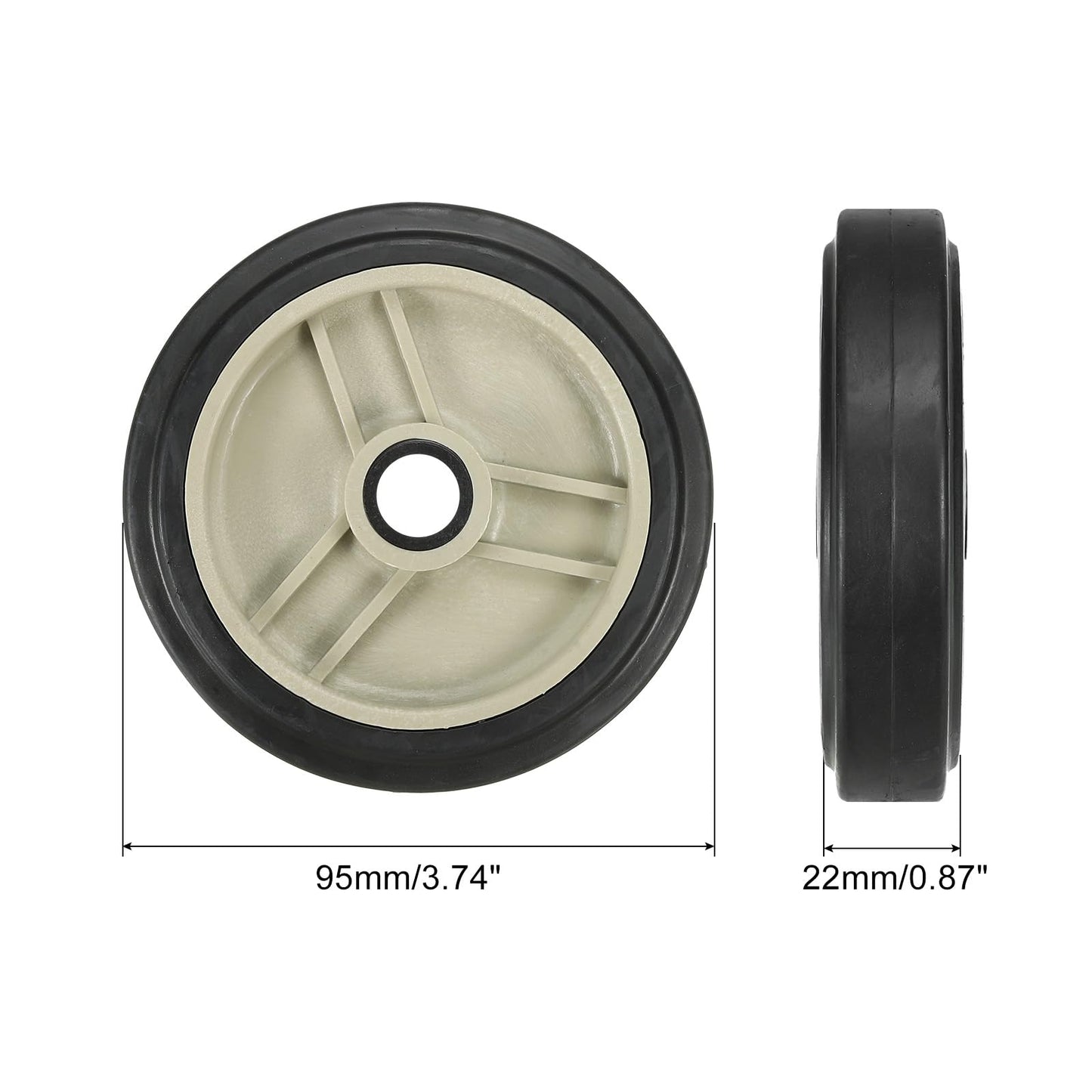 PATIKIL 4" Air Compressor Wheels, 2 Pcs Universal Air Compressor Wheel Replacement Parts with 0.5" Dia. Hole for Easy Mobility, Beige