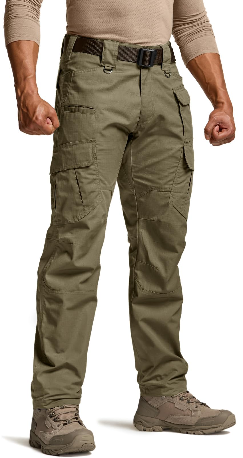 CQR Men's Tactical Pants, Water Resistant Ripstop Cargo Pants, Lightweight EDC Work Hiking Pants, Outdoor Apparel, Raider Mag Soil Green, 38W x 32L