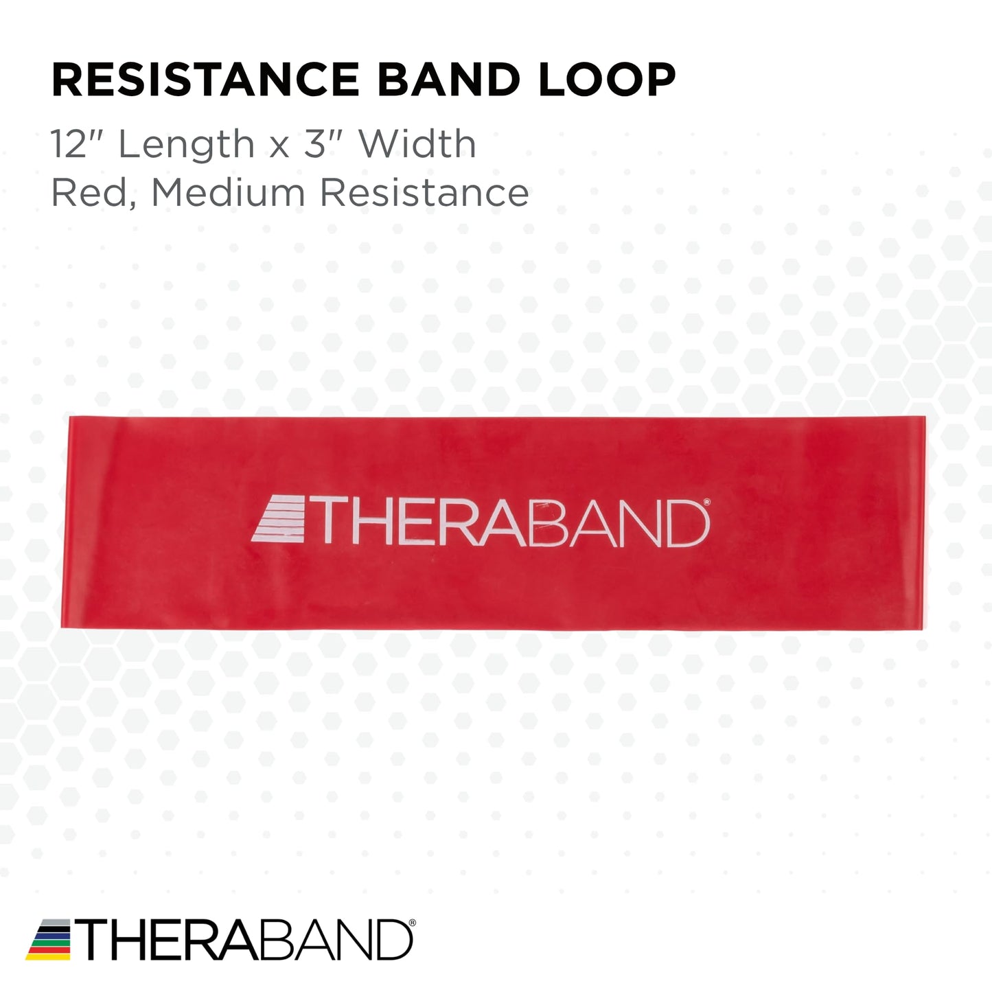 THERABAND Resistance Band Loop, Professional Latex Mini Band for Lower Pilates, Crossfit, Yoga, Stretching, Physical Therapy, Strength Training without Weights, 12 Inch, Red, Medium, Beginner Level 2