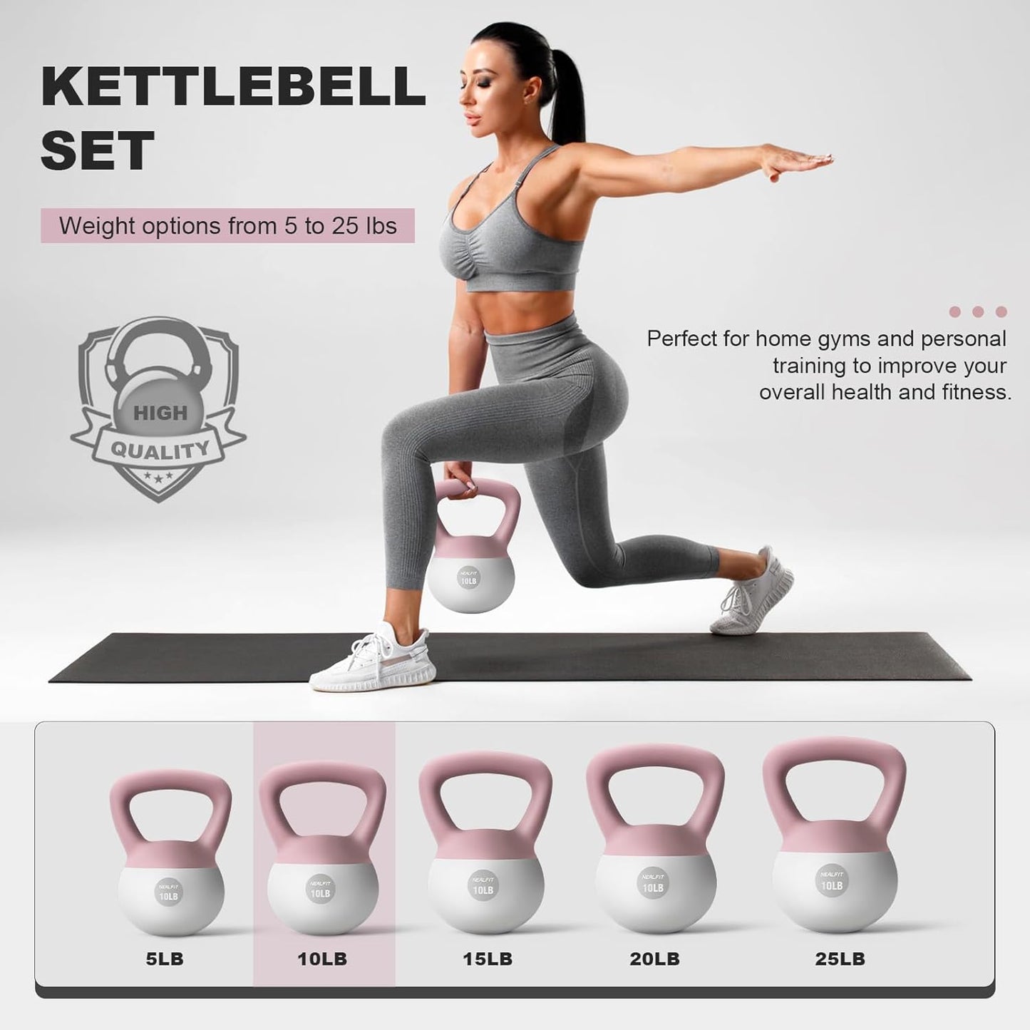 NEALFIT Kettlebell - Soft Design for Home Gym Strength Training | Available in 5LB to 25LB