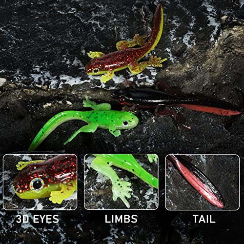 Soft Plastic Frog Baits - 3.2 Inch Red Flash Tadpole Swimbaits