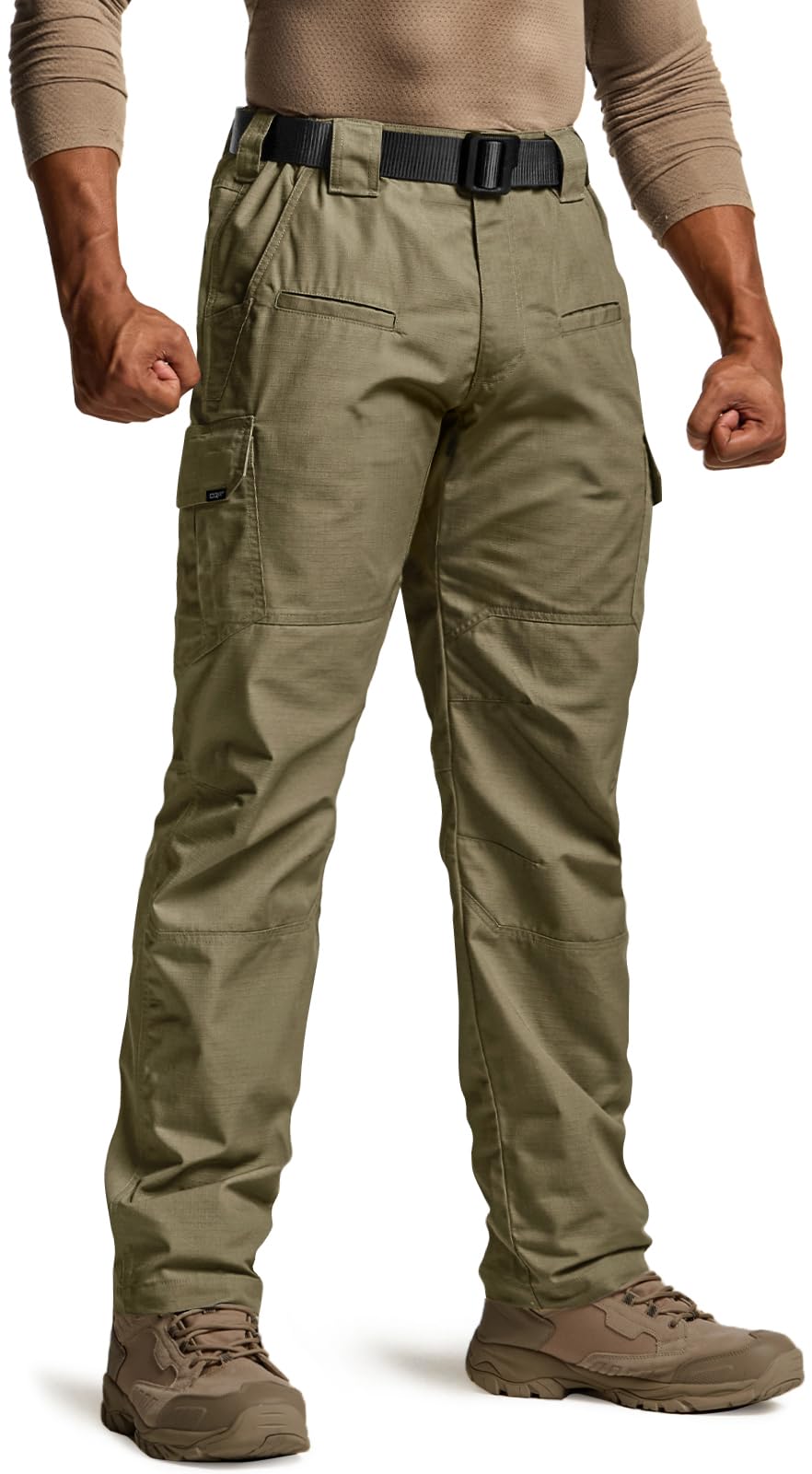 CQR Men's Tactical Pants, Water Resistant Ripstop Cargo Pants, Lightweight EDC Work Hiking Pants, Outdoor Apparel, Raider Soil Green, 40W x 32L