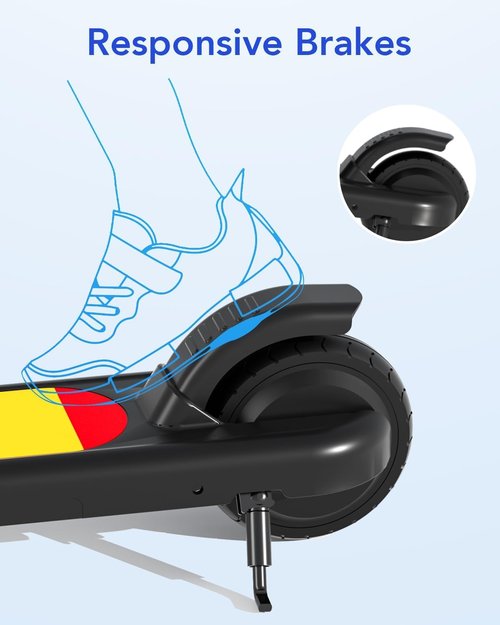 ANHAO Electric Scooter for Kids Ages 6-12(Mainly 6-10), Adjustable Handlebar and Speed, Anti-Slip Deck, Flash Wheel, Toddler Scooter for Kids up to 110 lbs, Max Speed 6 Mph, Gifts for Kids