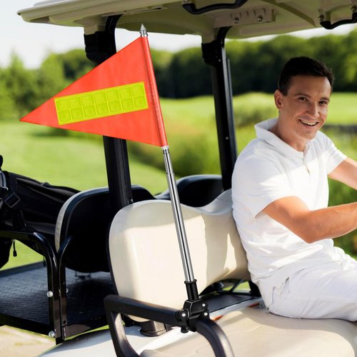 Reflective Telescopic Safety Flag for Golf Carts Mobility Scooters Height Flag Durable High Visibility for Wheelchairs Outdoor