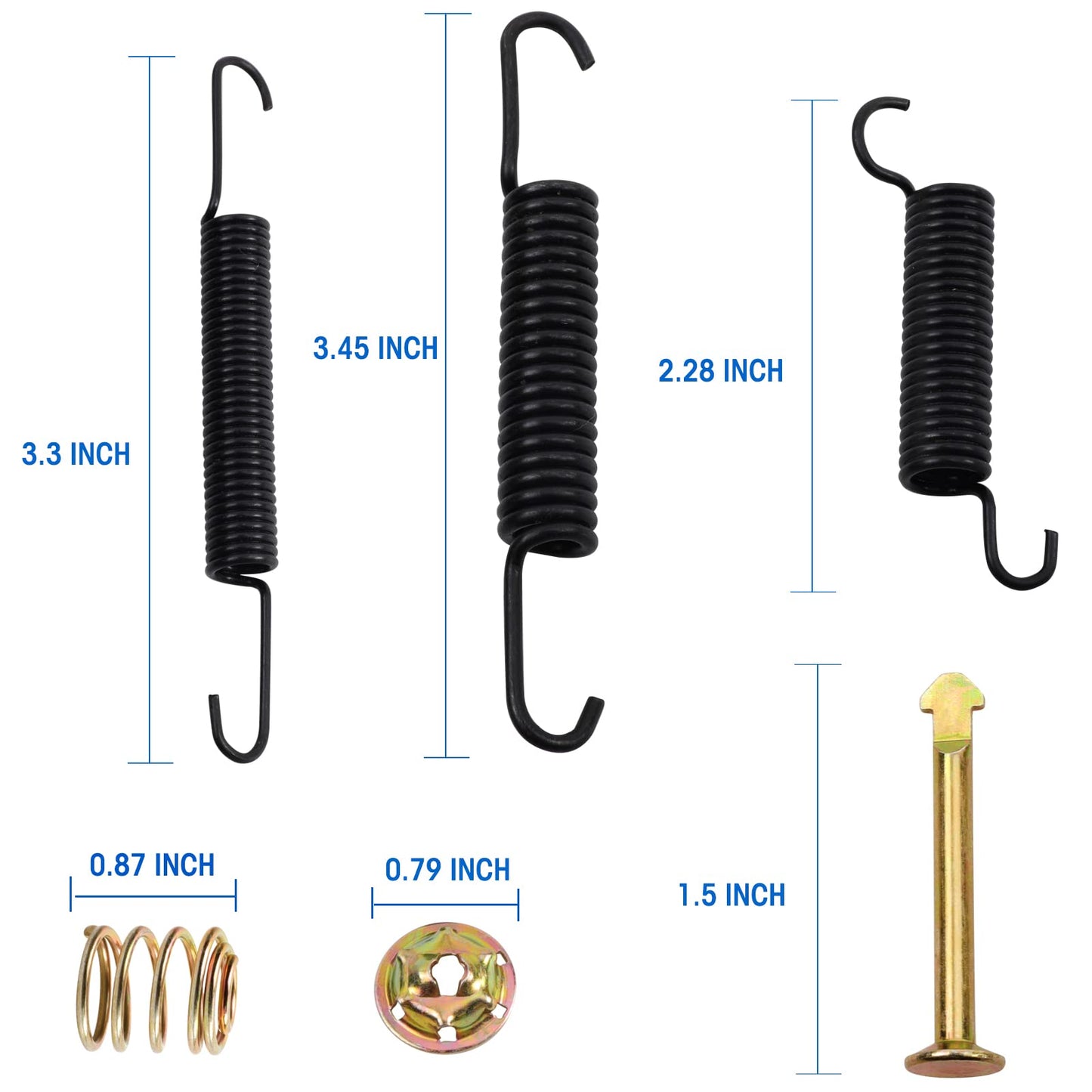 Roykaw EZGO Brake Shoes Pads and Spring Kit Compatible with1996-Up TXT/ST350/Workhorse and Yamaha 1993-Up G14, G16, G19-G22 Golf Cart Models Replaces # 27943G01, 70794G01, 70795G01