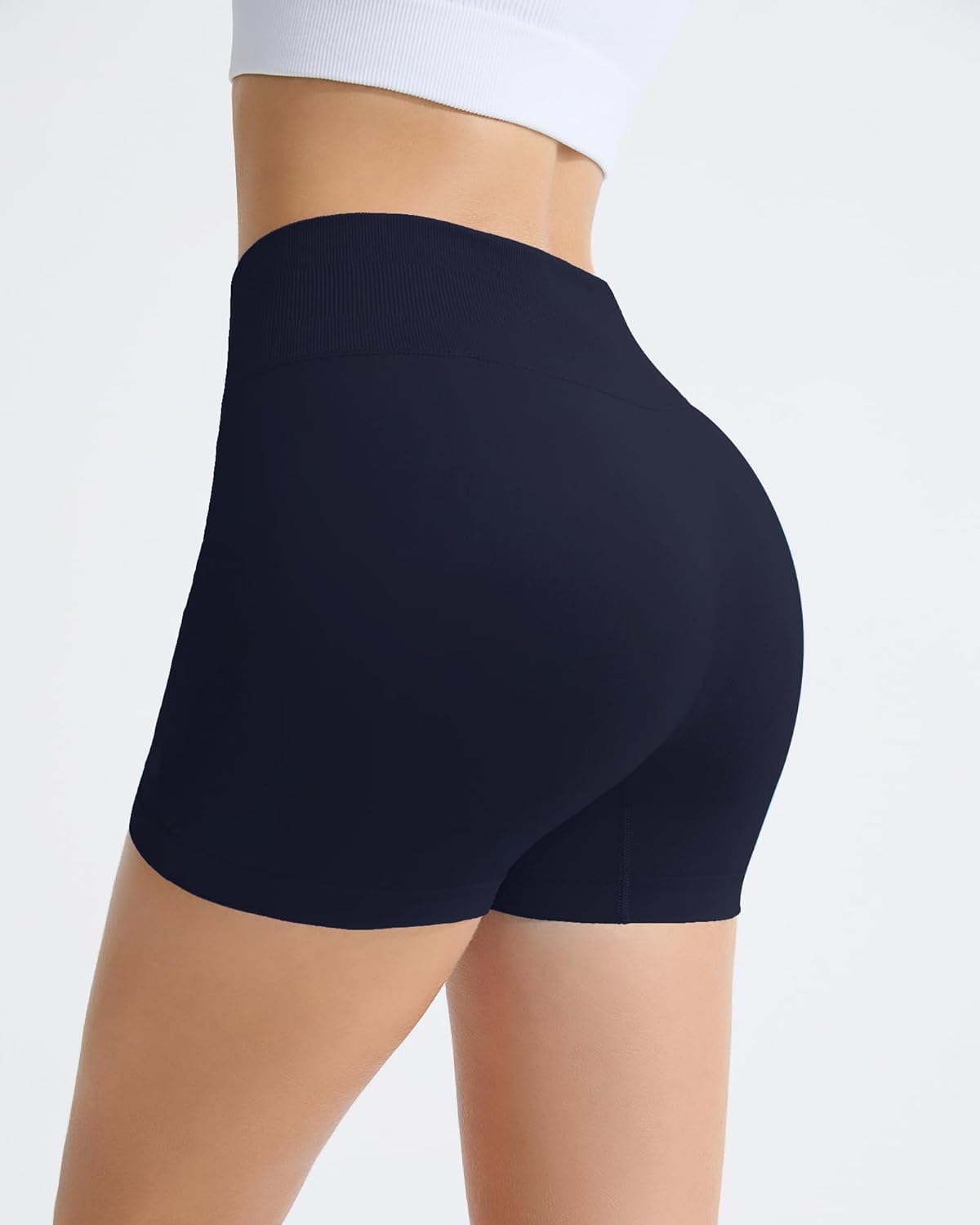 RIOJOY Women's Gym Shorts - 4'' Seamless Tummy Control Workout Shorts for Yoga & Running