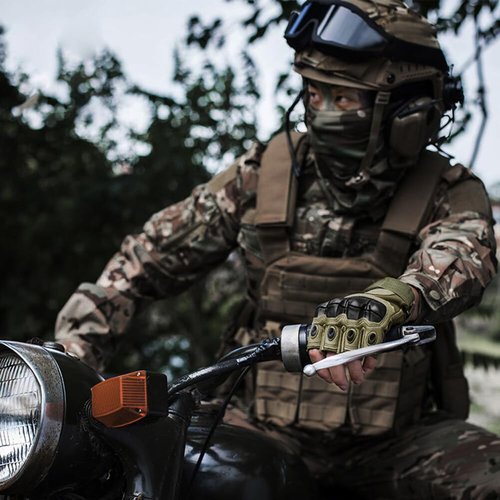 Surakey Fingerless Gloves Men Tactical Gloves for Outdoor Sports Motorcycle Cycling Training Airsoft Shooting Hunting Hiking (Black M)