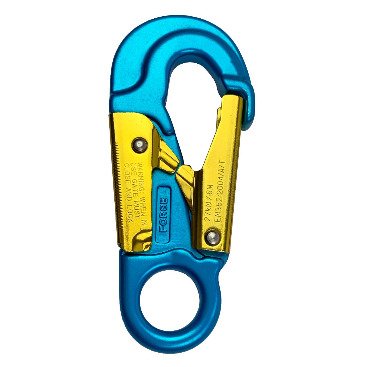 ProClimb Forged Aluminum Snaphook - Double Action Self Locking Gate, Captive Eye 27 kN - Blue- Carabiner Snaphook- Self Locking Snap Hook- Aluminum Hardware