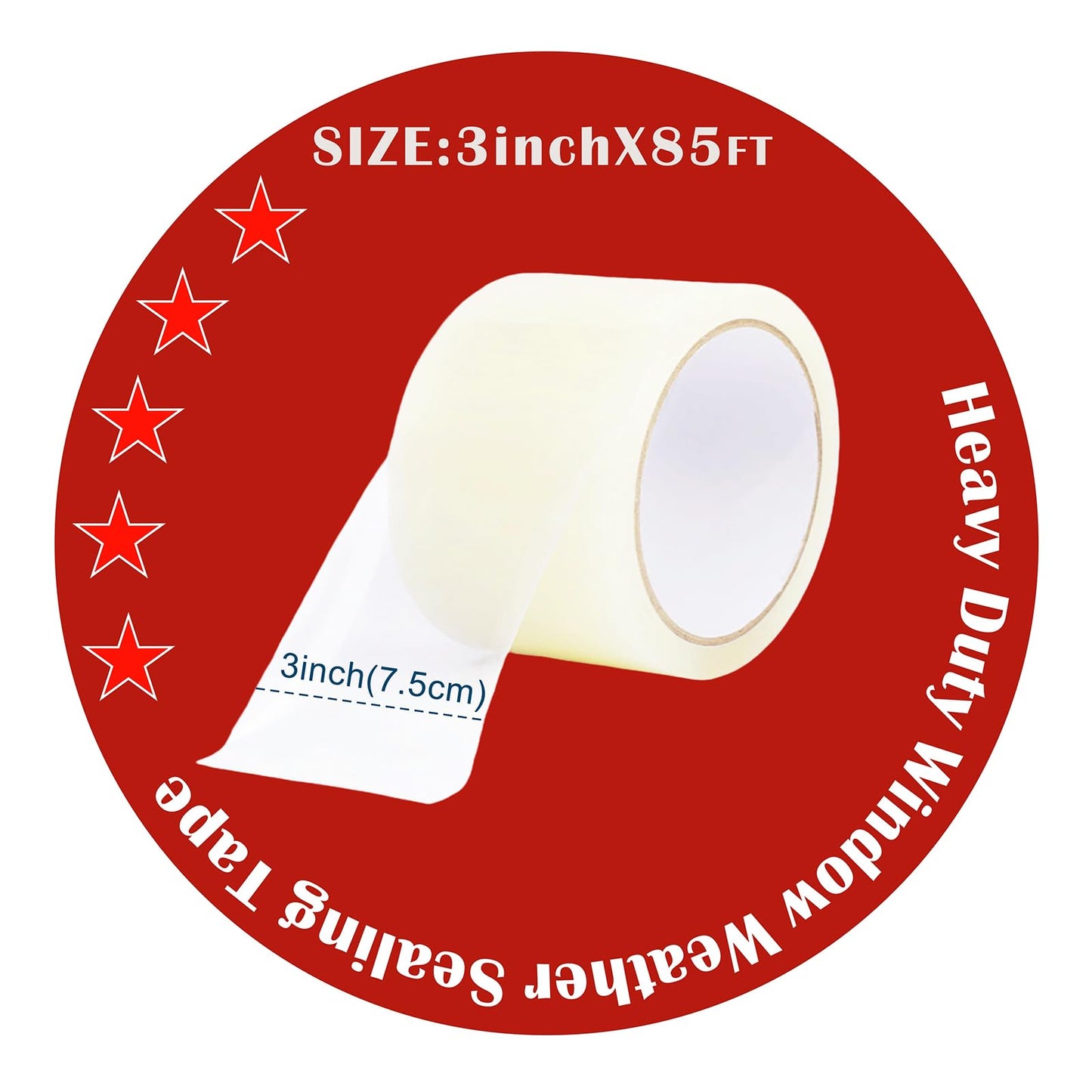 Transparent Weather Sealing Tape, 3-Inch x 85FT, Clear Draft Isolation Sealing Film - Clear Draft Stopper Adhesive Tape for Doors, Windows and Shower Glass Gaps