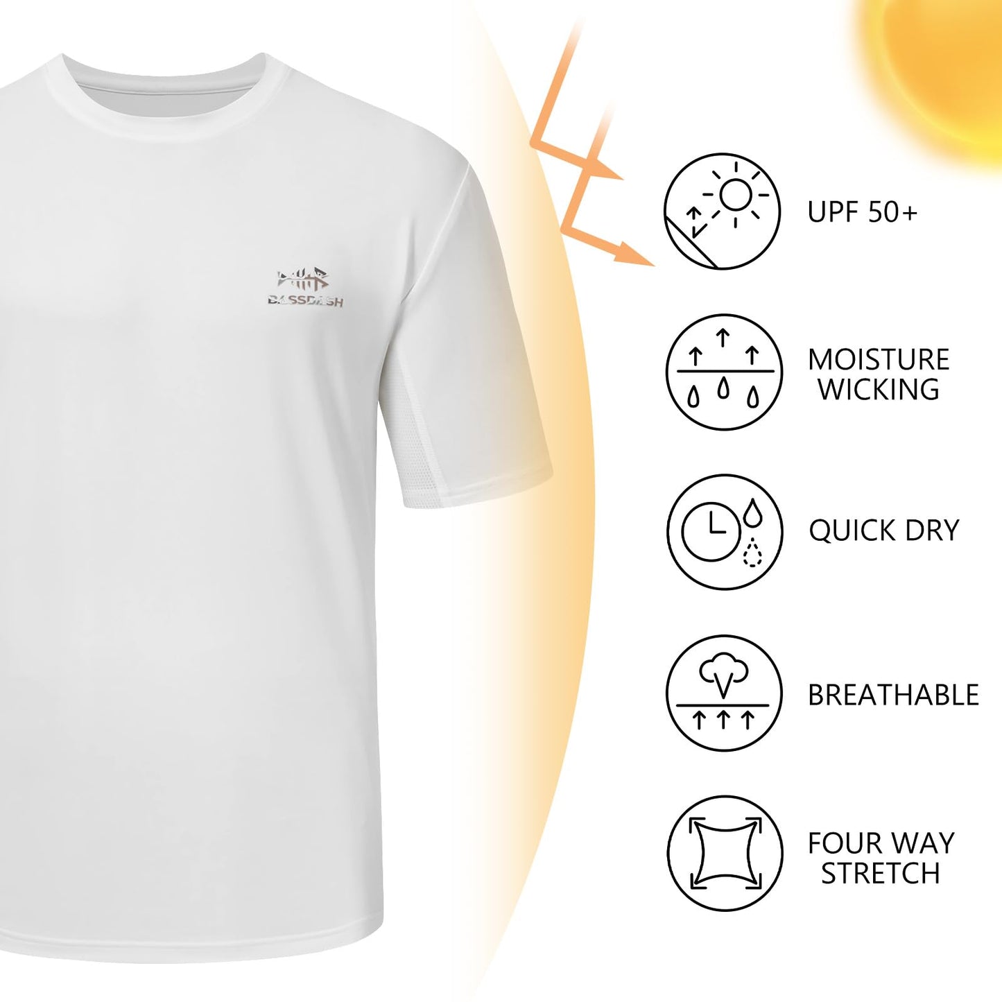 BASSDASH Men’s Graphic T-Shirts Short Sleeve Fishing Shirt UPF 50+ Moisture Wicking UV Sun Protection FS36M