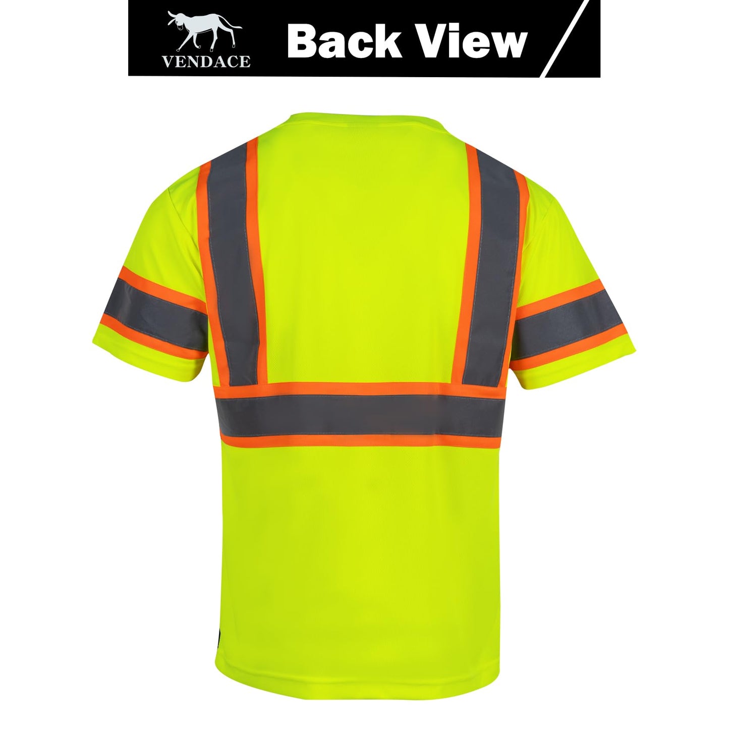 VENDACE Hi Vis Reflective Safety Shirts for Men ANSI Class 3 High Visibility Construction Work T Shirt(Yellow,L)