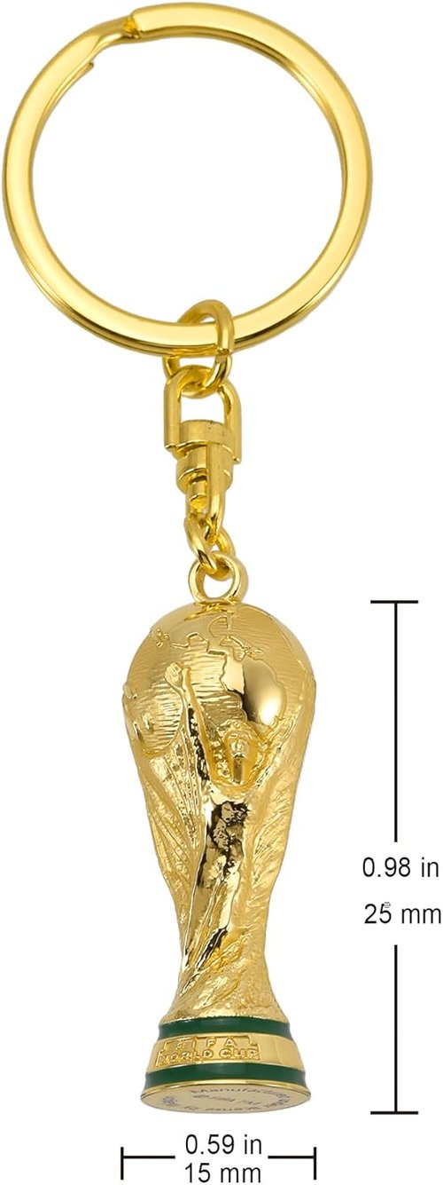 FIFA World Cup 2026 Keychain - 1.7 Inch 3D Rotating Trophy - Premium Zinc Alloy & Acrylic