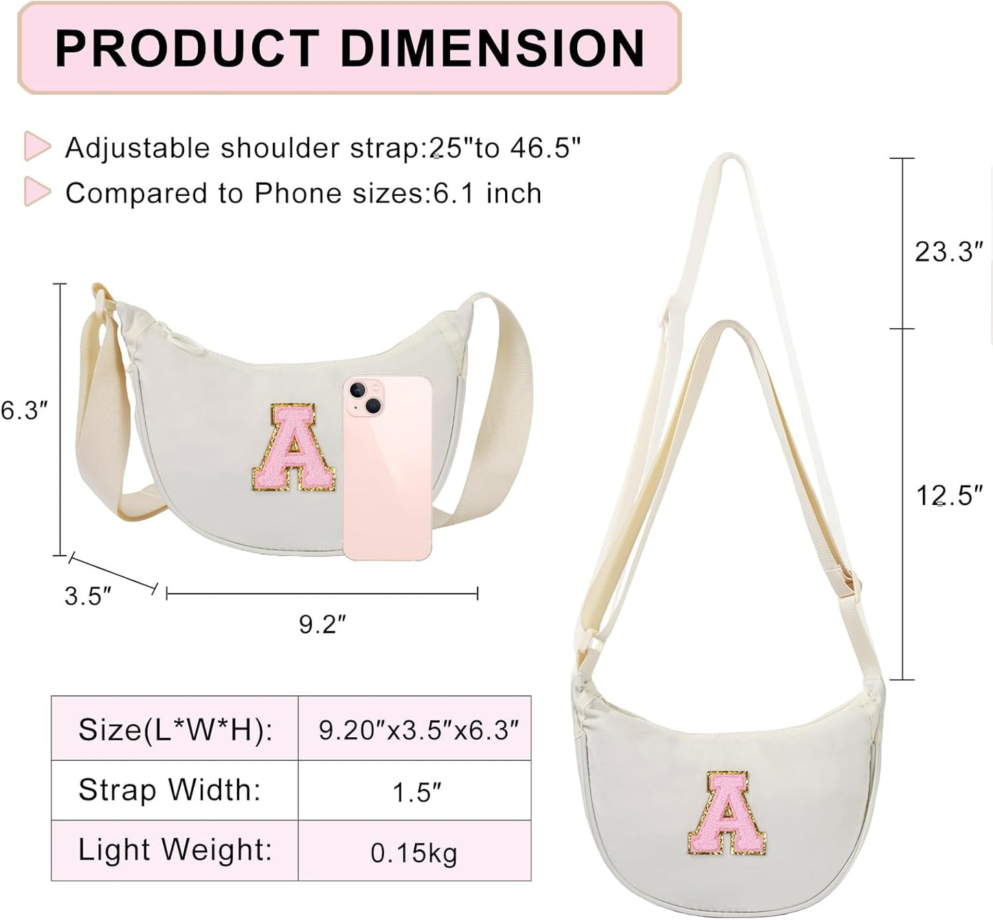 Skiennix Initial Crescent Crossbody Bag - Cute & Trendy Birthday Gift for Women | Perfect for Festivals