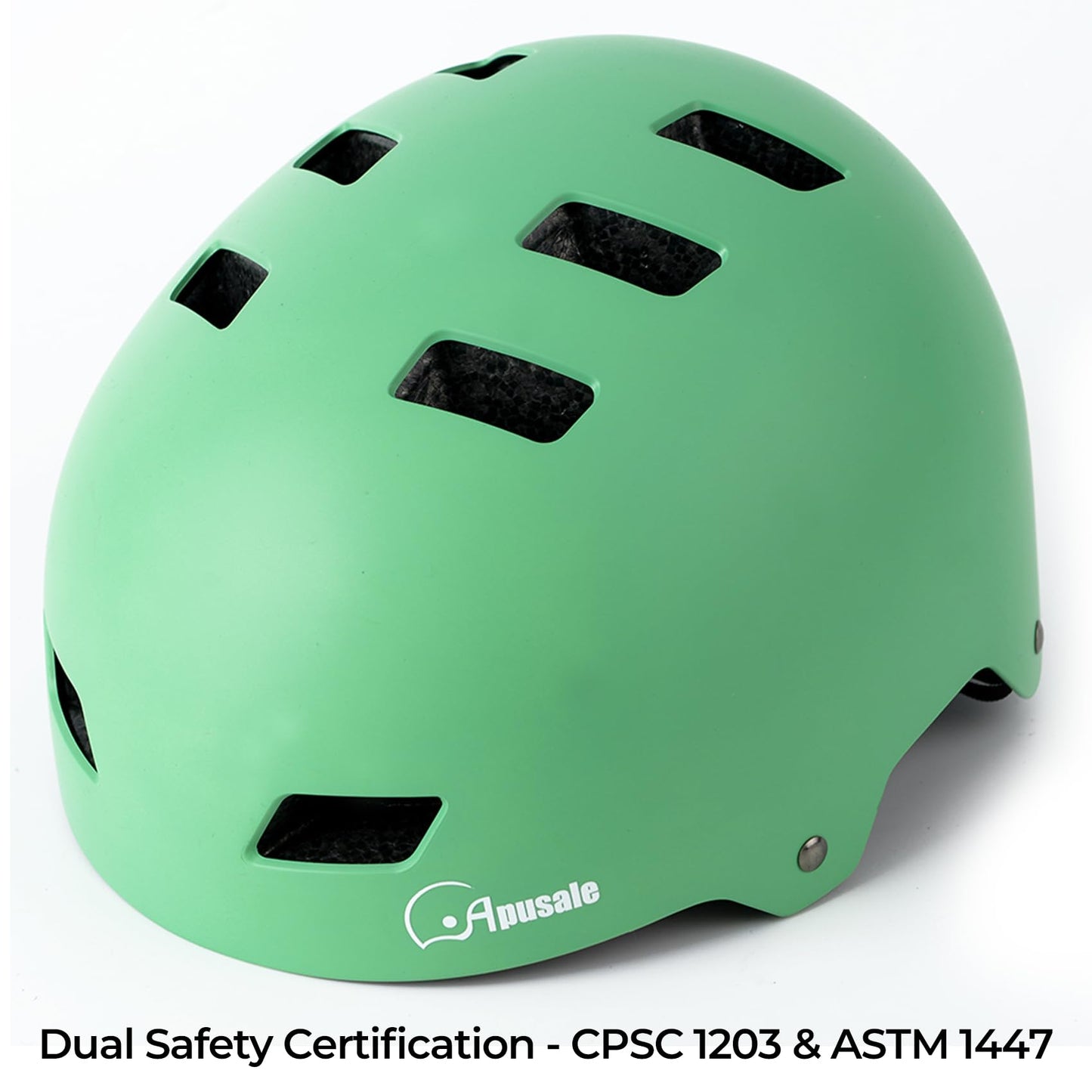 Apusale Bike Skateboard Helmet, Adjustable and Multi-Sport for Skate Scooter, 3 Sizes for Adult Youth Kids Toddler (Mint Green)