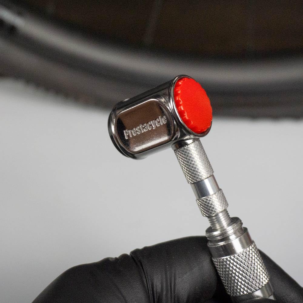 Prestacycle Pro Presta Head – Auto-Lock Bicycle Tire Pump Head for Tubeless & Presta Valves, 90° Steel Design, Presta Valve Pump, Presta Adapter, Compatible with Prestaflator Pro & Premium Floor Pumps