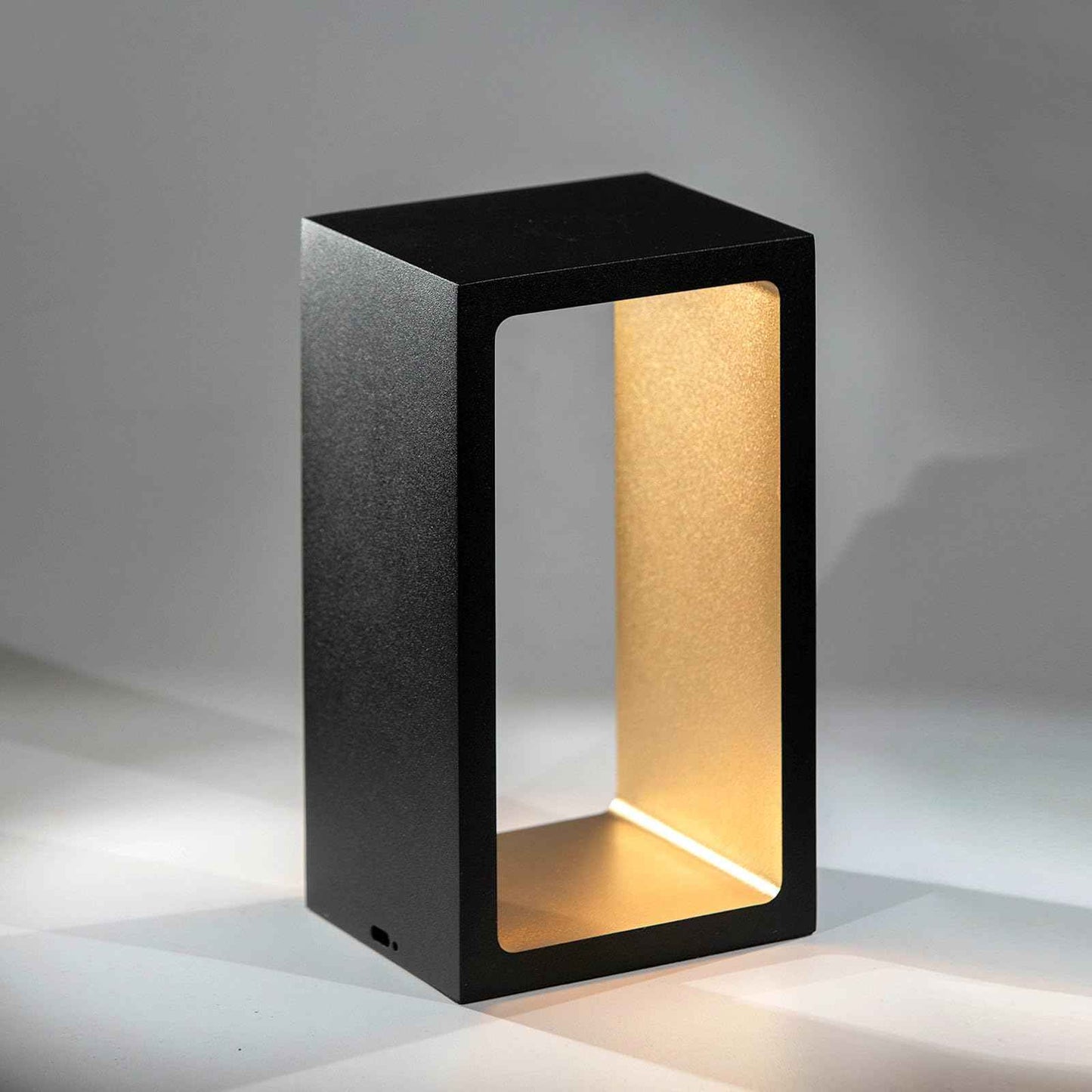 Minimalist Portable Cordless LED Desk Lamp, Adjustable Brightness Bedside Night Light, 7" High Aluminum Metal Table Lamp Battery Operated, Rechargeable Wireless Table Lamp for Home (Black + Gold)