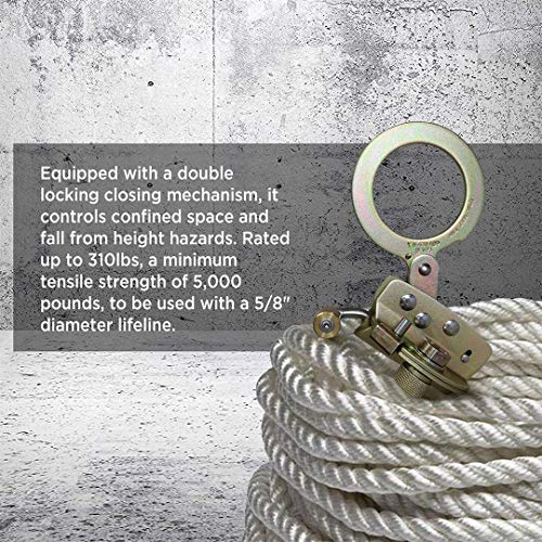 AFP Self-Locking Rope Grab with 2.25 inch Connecting Eye, used with 5/8¡¯¡¯ Lifeline Rope, For Construction, Climbing, Fall-Protection, 310 lb. Capacity (OSHA/ANSI Compliant)
