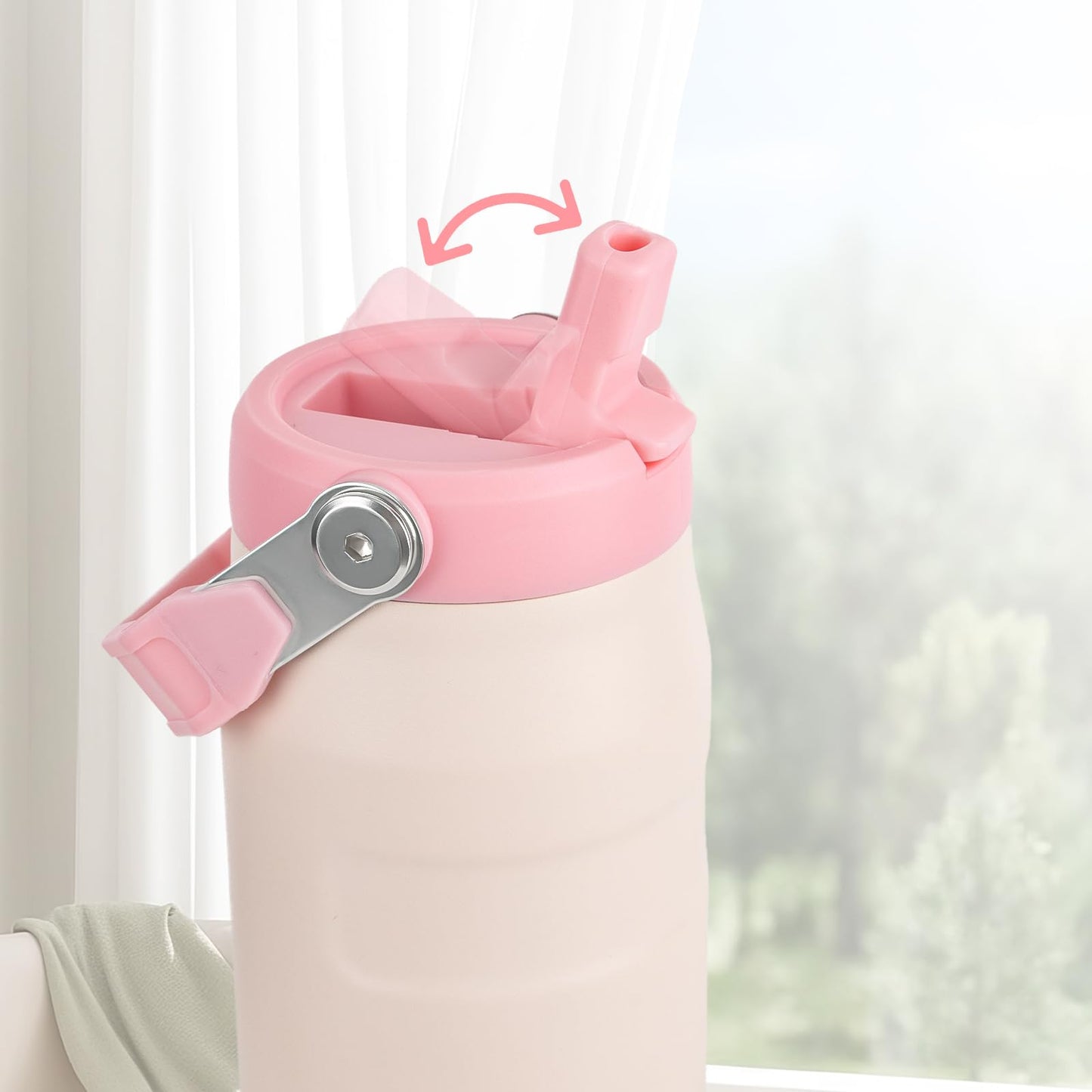 2 PCS Replacement Lid for Stanley IceFlow Flip Straw 2.0, Compatible with Stanley 24/16 oz, 2 PCS Spill Proof Lid Accessories Fit, BPA-Free (Pink)