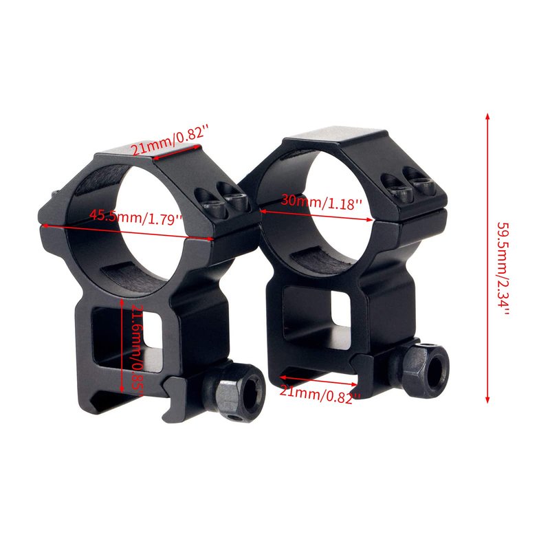 ToopMount 30mm Picatinny Scope Rings, High Profile 30mm Scope Mount Rings for 20mm Picatinny Rails, See-Thru Mount Rings Adapter, Picatinny Scope Rings Built-in Protective Tape, Aluminum Alloy, 2PCS