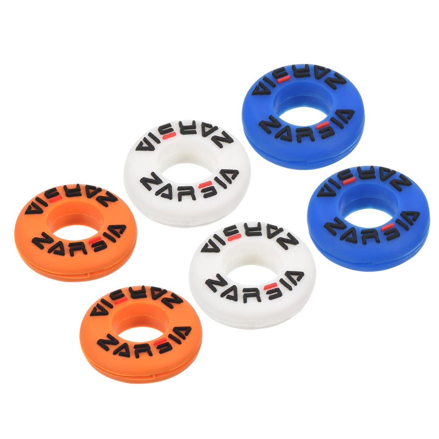 PATIKIL Tennis Vibration Dampener, 6 Pack Round-Shaped Silicone Shock Absorber Racket String Damping for Tennis Racquet, Blue, White, Orange