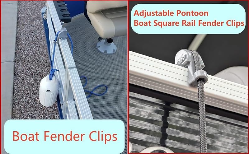 4 Pack Boat Fender Clips Adjustable Marine Bumper Holders for Pontoon Rails