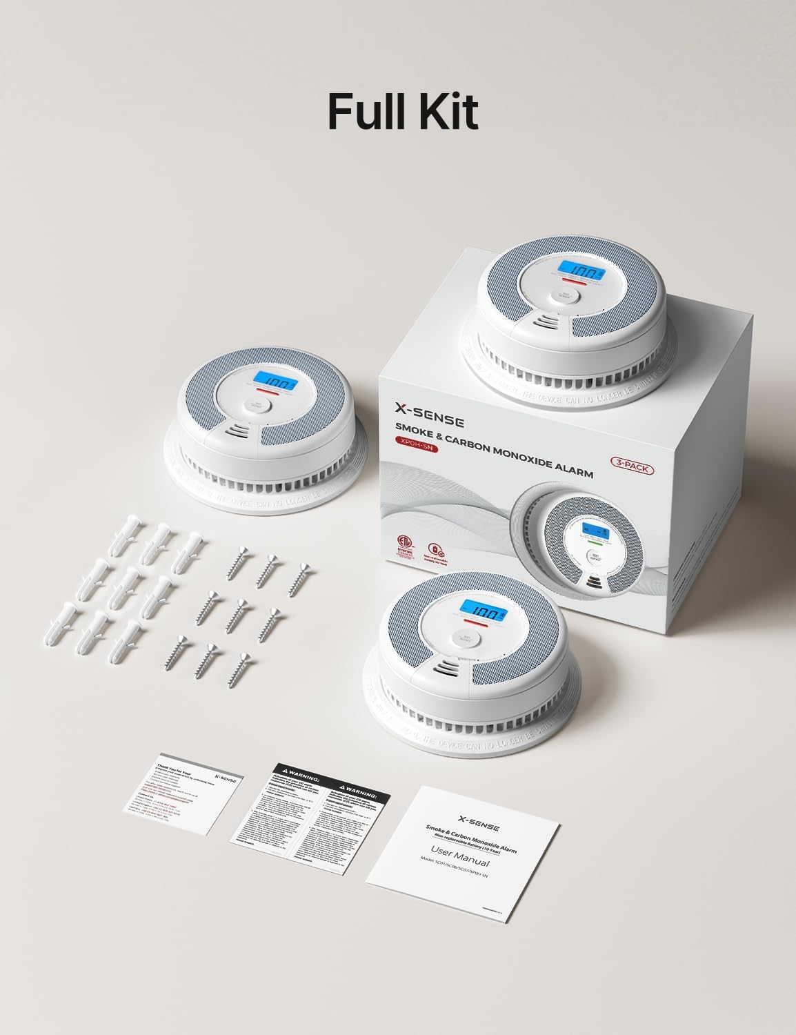 X-Sense XP0H-SN Smoke and Carbon Monoxide Detector Combo - 10-Year Battery, Easy Install