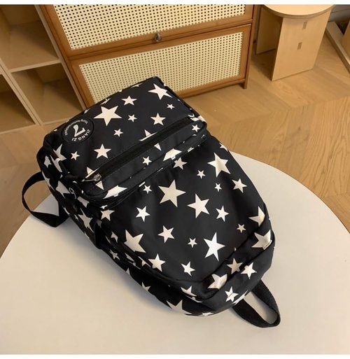 HOKMAH Y2K Backpack Women Men, Cute Daypack Grunge Stars Vintage Chic Trendy Design Bookbag Backpack Daily Use Hiking Trip (black)