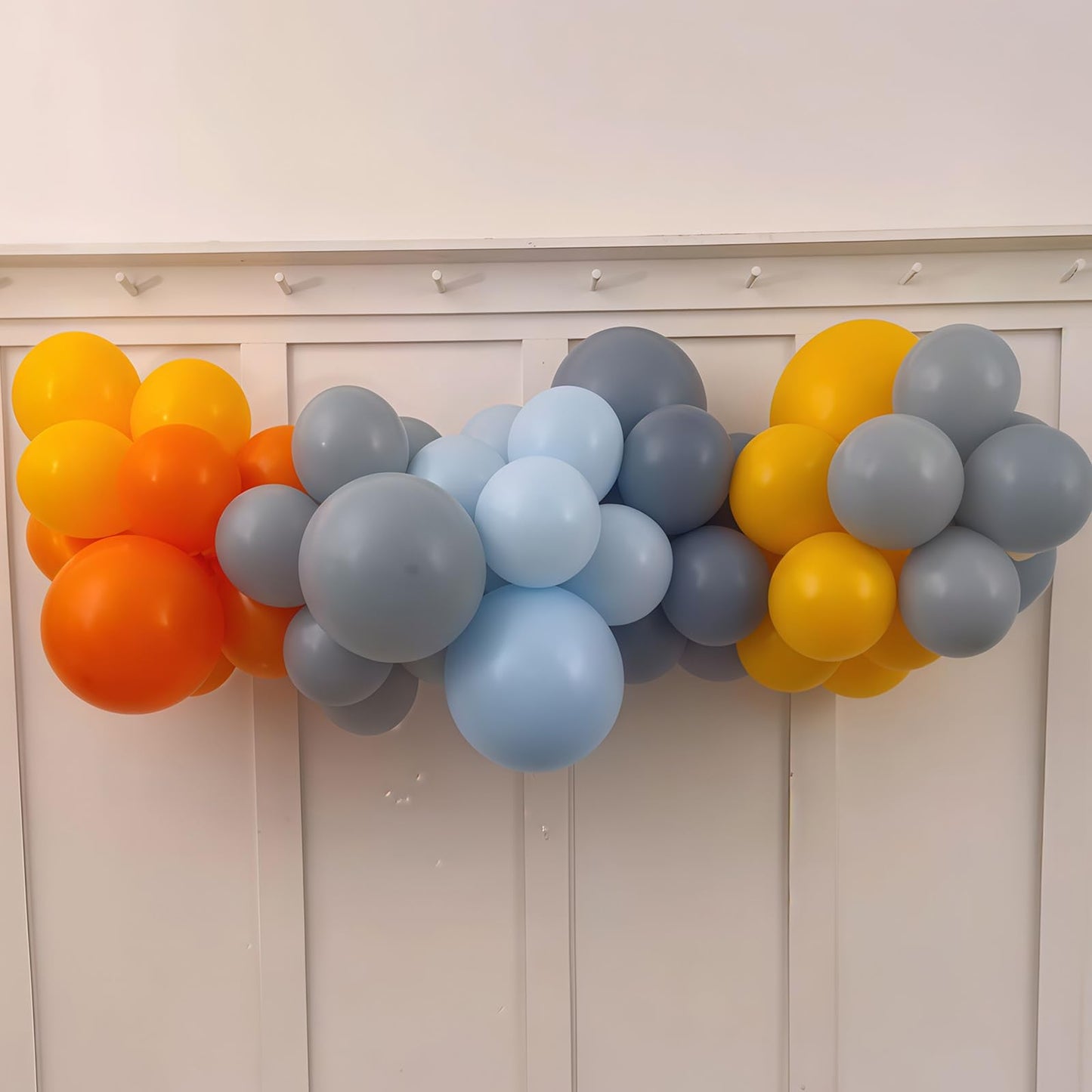 Construction Theme Balloons, 12 inch Orange Yellow Dusty Blue Latex Balloon for Construction Birthday Truck Excavator Theme Boys Transportation Party Supplies