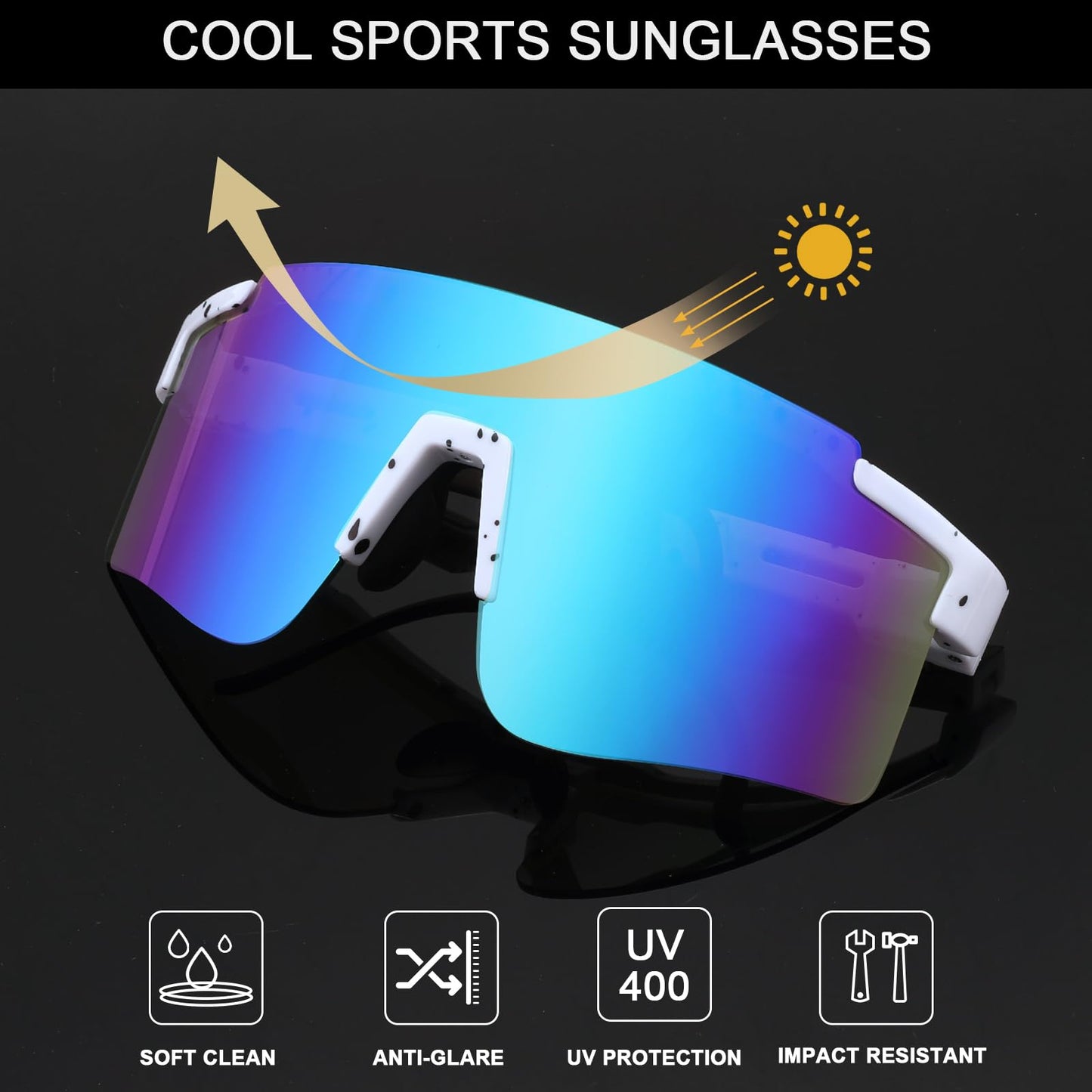 BUYAGE Cycling Glasses for Men Women, Youth Baseball Sunglasses Teens Softball Running Sports 80s Shades