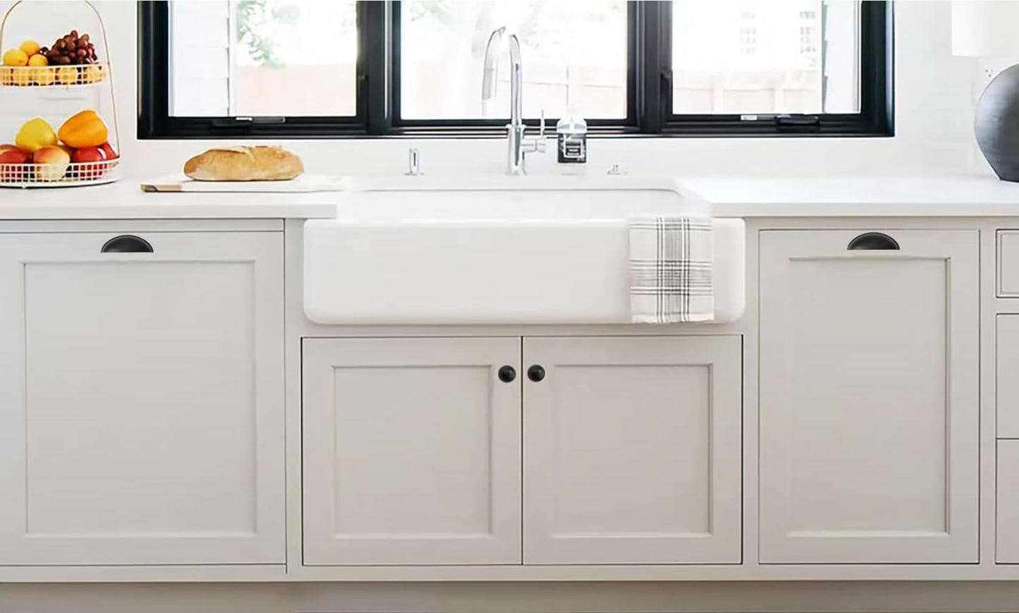 khtumeware 2 Pack 4" Drawer Pulls Matte Black Cabinet Cup Pulls Kitchen Hardware Cabinet Handles Drawer Handles Knobs 4 inch Hole Center