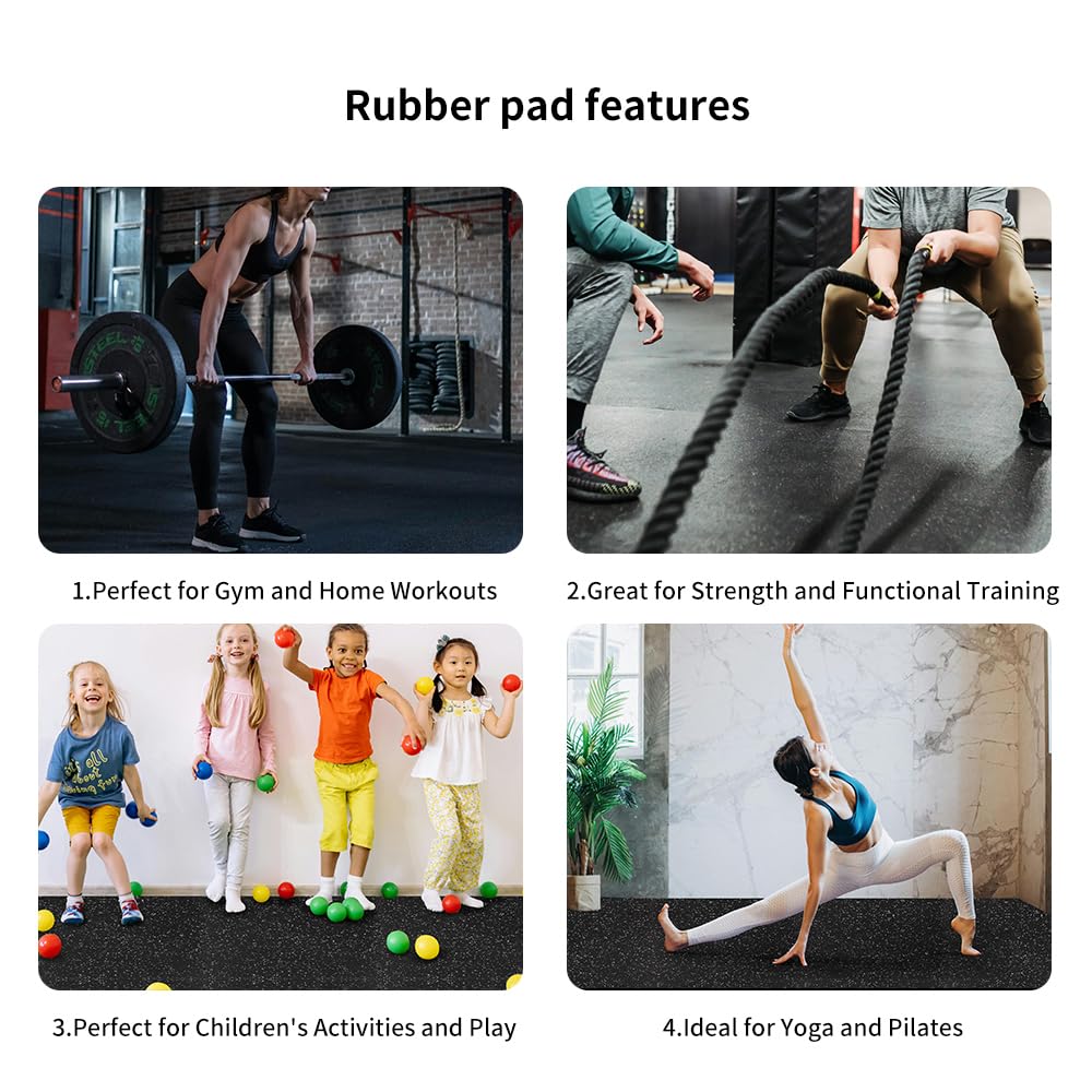 0.8in Thick 24 Sq Ft Gym Flooring for Home Gym, 6 Tiles Workout Exercise Equipment Mats, Rubber Top with EVA Foam, Interlocking Puzzle Floor Tiles for Fitness Room, Protective Flooring Mat