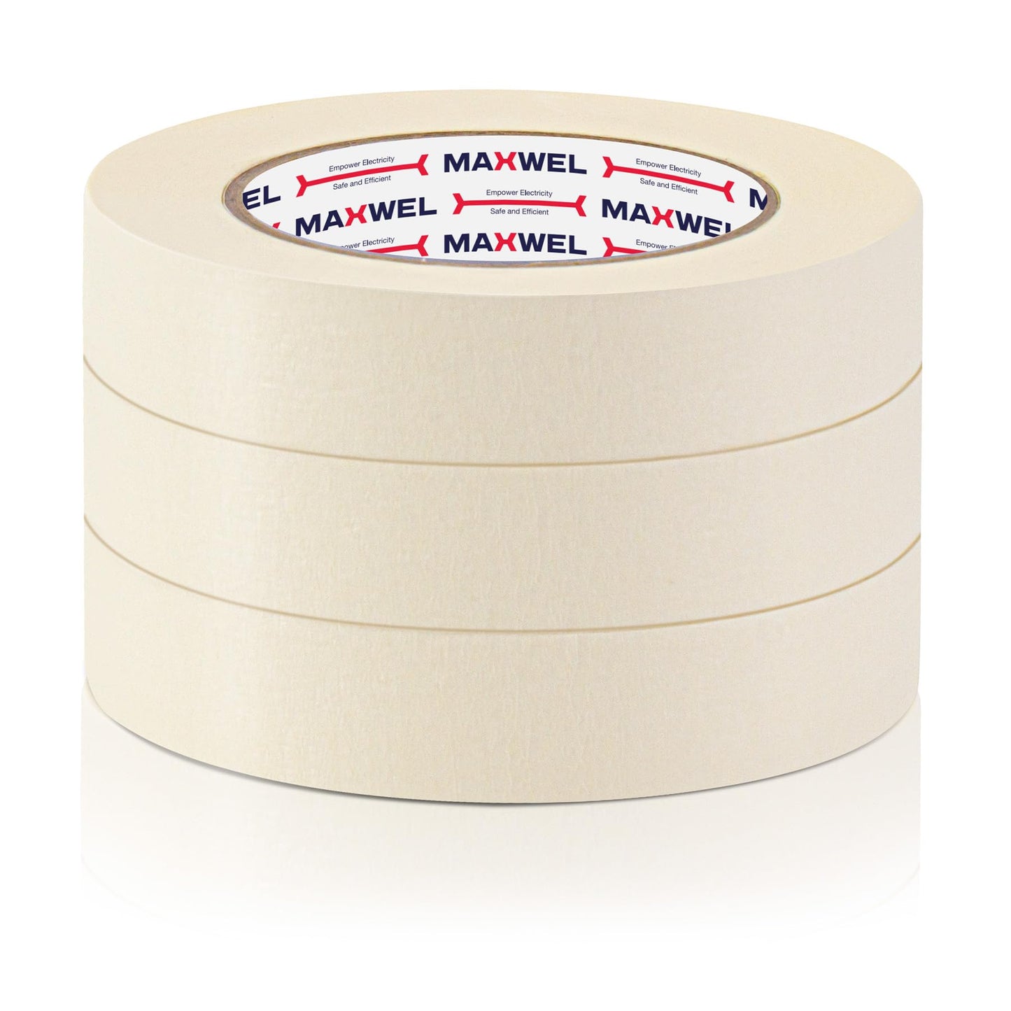 Maxwel Manufacturing Masking Tape Painters 1 Inch Wide - 60 Yards 3 Rolls No Residue Off White Auto Paint Masking Tape for General Purpose,Home Office DIY Paint,Labeling