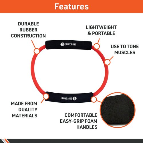 Body Sport BDS150HVY Heavy Resistance Loop Tubing with Foam Pads, Red