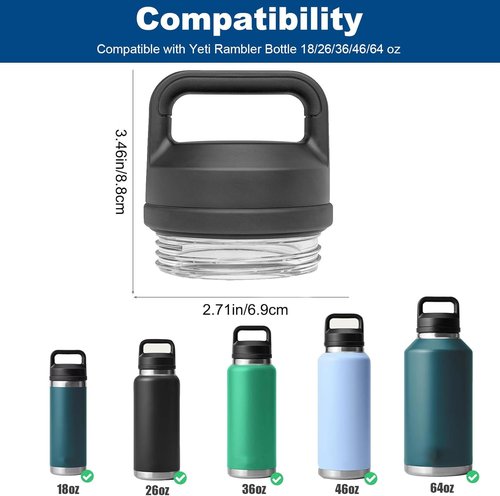Alrens Chug Cap Replacement for Yeti Rambler Bottles - Durable Screw Top Lid | Dishwasher-Safe, 2 Pack