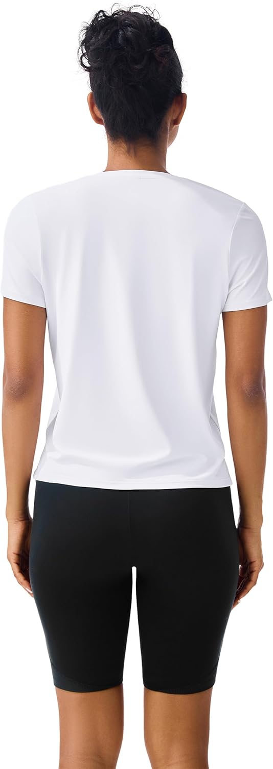 Skiennix Women's Ice Silk Athletic Tee - Short Sleeve, Loose Fit with Side Slits, Perfect for Workouts