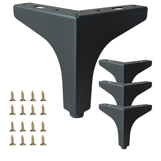 4 Pack 4" Matte Black Metal Furniture Legs, 1.4mm Thickness Metal Cabinet Feet(Black)